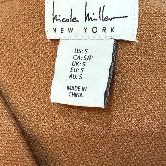 NWT Nicole Miller New York Camel Brown Knit Sweater Wrap Midi Dress Size Small - Picture 7 of 10